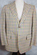 NEW Vintage 1970s Light Tan With Green Plaid Cotton Summer Sport Coat 42L - £107.51 GBP