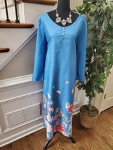 Blue Women&#39;s Floral Cotton Scoop Neck  Maxi Dress Tagged 4XL (2X Fit) - £21.99 GBP