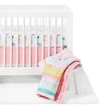 Crib Bedding Set Forest Frolic 4Pc - Pink - £40.26 GBP