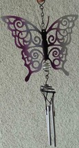 Fabulous Tin Butterfly Wind Chime - Pretty Purple Colors - Beautiful Sound - £15.78 GBP