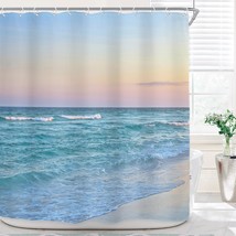 Ocean Beach Shower Curtain For Bathroom Decor 72Wx72H Beachy Hawaiian Waves Sea  - $32.99