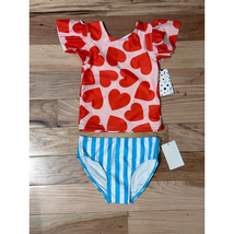 Harper Canyon Girls 2 Piece Tankini Set Red Blue Hearts Swim Bottom 6 Top 4 New - £14.78 GBP