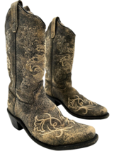 Old West Kids Jama Brown Floral Leather Western Cowboy Boots CF8222 size... - $564.44 MXN
