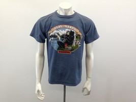 Bear Naked Fishing Funny Graphic T Shirt Men&#39;s Medium Blue Cotton Tee - $8.64 CAD
