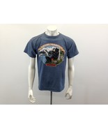 Bear Naked Fishing Funny Graphic T Shirt Men&#39;s Medium Blue Cotton Tee - $119.26 MXN