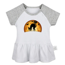 Happy Halloween Witch Black Cat Newborn Baby Dress Toddler 100% Cotton Clothes - £10.43 GBP