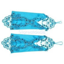 Sexy LAKE BLUE Fingerless lacy Gloves-Bridal GLOVES/PARTY/COSPLAY/WEDDING - £12.42 GBP