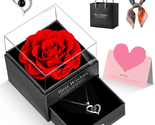 Mothers Day Gift for Mom Wife, Preserved Rose with Necklace Heart I Love... - £34.65 GBP