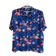 Havana Jim Mens Shirt Size xxl Button Down Pink Flamingo Floral Blue Haw... - $24.32