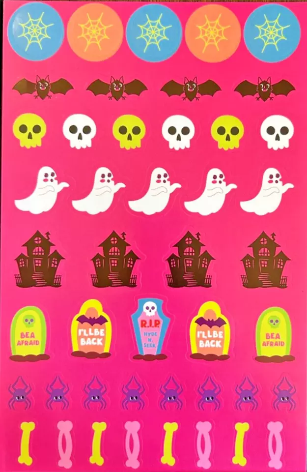 One Sheet Stickers Halloween, Ghost, Bats, Spiders, Skulls #Hall06 - £7.51 GBP