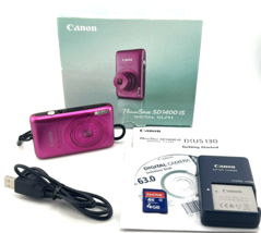 Canon Power Shot Elph SD1400 Is Digital Camera Pink 14.1MP Near Mint Iob - $387.00