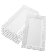 DISPOSABLE LACE TRAYS for Wedding and Dining | 6 pc | White | 14” x 7.5” - £11.93 GBP