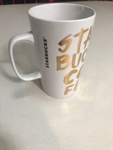 starbucks Coffee mug 16oz 2015 Gold Letters - £6.72 GBP