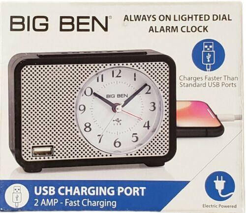 Westclox Big Ben Analog Alarm Clock w/ Fast 2.0 Amp USB Charging Port 75109 New - $16.03