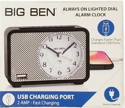 Westclox Big Ben Analog Alarm Clock w/ Fast 2.0 Amp USB Charging Port 75109 New - £12.76 GBP