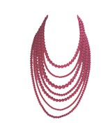 Bright Pink Multistrand Beaded Necklace Fuscia 54739 - $19.80