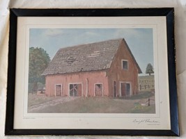 1958 Dwight Eisenhower Natale Bianco Casa Regalo Cornice Stampa Deserted Barn - £335.26 GBP