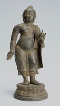Antico Indonesiano Stile IN Piedi Bronzo Giavanese Gautama Buddha - 26cm/25.4cm - £725.27 GBP