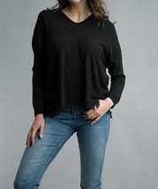 Tempo Paris v-neckline fringe hem sweater in Black - £36.59 GBP