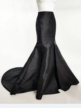 BLACK Taffeta Mermaid Skirt Outfit Women Custom Plus Size Mermaid Maxi Skirt image 9