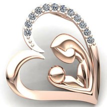 1.5ct Round Moissanite Diamond 14k Rose Gold Plated &amp; Baby Heart Love Pendant - £75.11 GBP