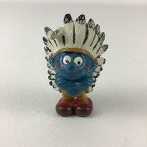 Schleich Indian Chief Smurf PVC Collectible Figure Native Peyo Vintage 1981 Toy - £19.46 GBP