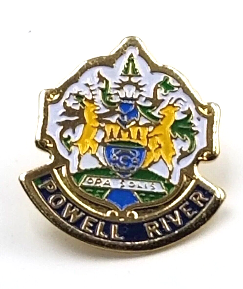Powel River British Columbia Canada City Coat of Arms Crest Enamel Pin S... - $9.99