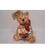 Twelve 25 Teddy Bear Glass Ornament 4&quot; Gold and Glitter - £13.23 GBP