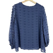 Blouse Navy Blue women&#39;s 3D polka dot Ophelia Roe bubble long sleeve shi... - £15.16 GBP