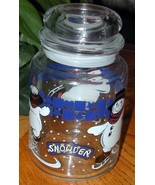 &quot;SNOW DEN&quot; Large SNOWMAN Iceskating Winter Candy Jar - $31.07 CAD