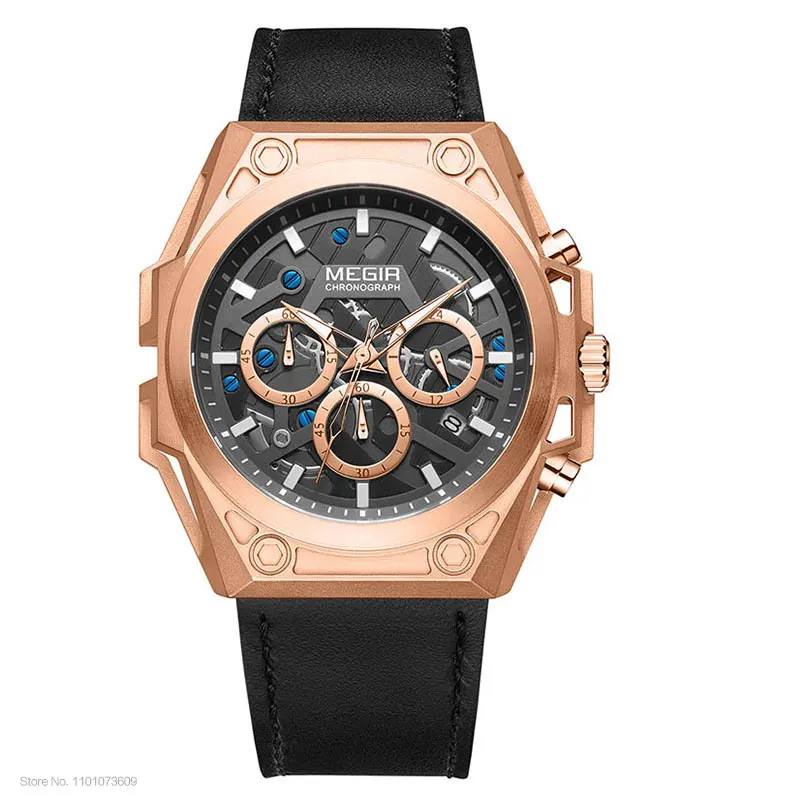 Gold Watch for Men Stainless Steel Chronograph Wrist Watch Man Luxury Luminous Q - £39.69 GBP