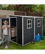 8x4ft Outdoor Resin Garden &amp; Patio Storage Shed | Lockable Door | Black - $13,187.54 MXN