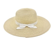 Janie and Jack Child&#39;s Sun Hat 3-6 mo Straw Color White Ribbon EUC - £11.66 GBP