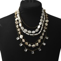 Chicos Multi Strand Statement Necklace Beads Chains Crytals New Old Stock - £31.97 GBP