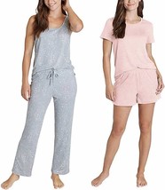 Eddie Bauer Womens 4-Piece Pajama Set Size: XXL, Color: Gray Stars - £27.56 GBP