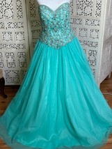 House of Wu Fiesta Quince Gown Sz 16 Beaded Corset Prom FLAW No Panel Up... - $98.01