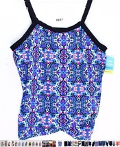 Tankini Top Cross Hem Floral Tiered Tank Swim Solutions - $17.83