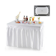 4 Feet Folding Ice Bin Table with Skirt for Camping Picnic Wedding-White - Colo - £134.80 GBP