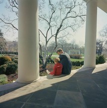 President John F. Kennedy and JFK Jr. seated outside West Wing New 8x10 ... - £7.03 GBP