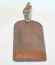 Leather LUGGAGE TAG Brown Bag Tags Suitcase Identifiers Travel Tags Beige - £7.33 GBP