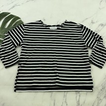 Everlane Womens Boxy Fit Tee Size S Black White Striped 3/4 Sleeve Cotton Top - £22.57 GBP