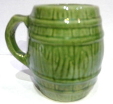 McCoy Coffee Mug Pottery Barrell Shield Green Zanesville Ohio Early 20th Century - £17.80 GBP