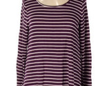 Womens Old Navy Luxe Cream and Cranberry Round Neck Top Sz Large Striped... - $21.32