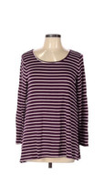 Womens Old Navy Luxe Cream and Cranberry Round Neck Top Sz Large Striped tee - £16.76 GBP