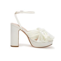 Summer Sandals Elegant Woman Open Toe Platform Chunky Heels Pleated Bow Ankle St - £60.11 GBP