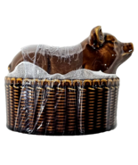 Martha Stewart Sculpted Pig Covered Baker 6in Stoneware Microwave Oven Safe - €28,74 EUR