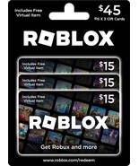 ROBLOX GIFT CARD 135 90 45 ONLINE COMPUTER GAMES ROBUX CURRENCY VIDEO CO... - $53.99+