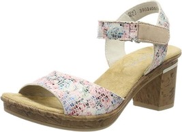 Rieker V4589-90 White Floral block heel comfort sandal US 10  EU 42 - $39.99