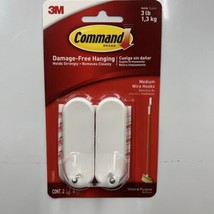 3M Command Medium Wire Hooks Adhesive Holds 3 lb Indoors 17068ES, 2 Hooks 1 Pk - £6.89 GBP