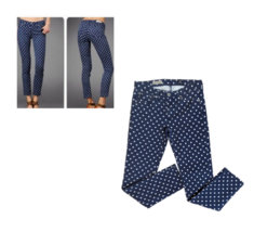 AG Adriano Goldschmeid Stevie Ankle Low Rise Blue Jeans w/ Polka Dots Sz 26 - £19.60 GBP